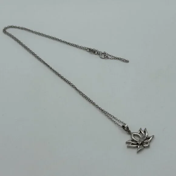 925 Sterling Silver Lotus Blossom Pendant Necklace Dainty Spiritual Minimalist - Picture 4 of 15
